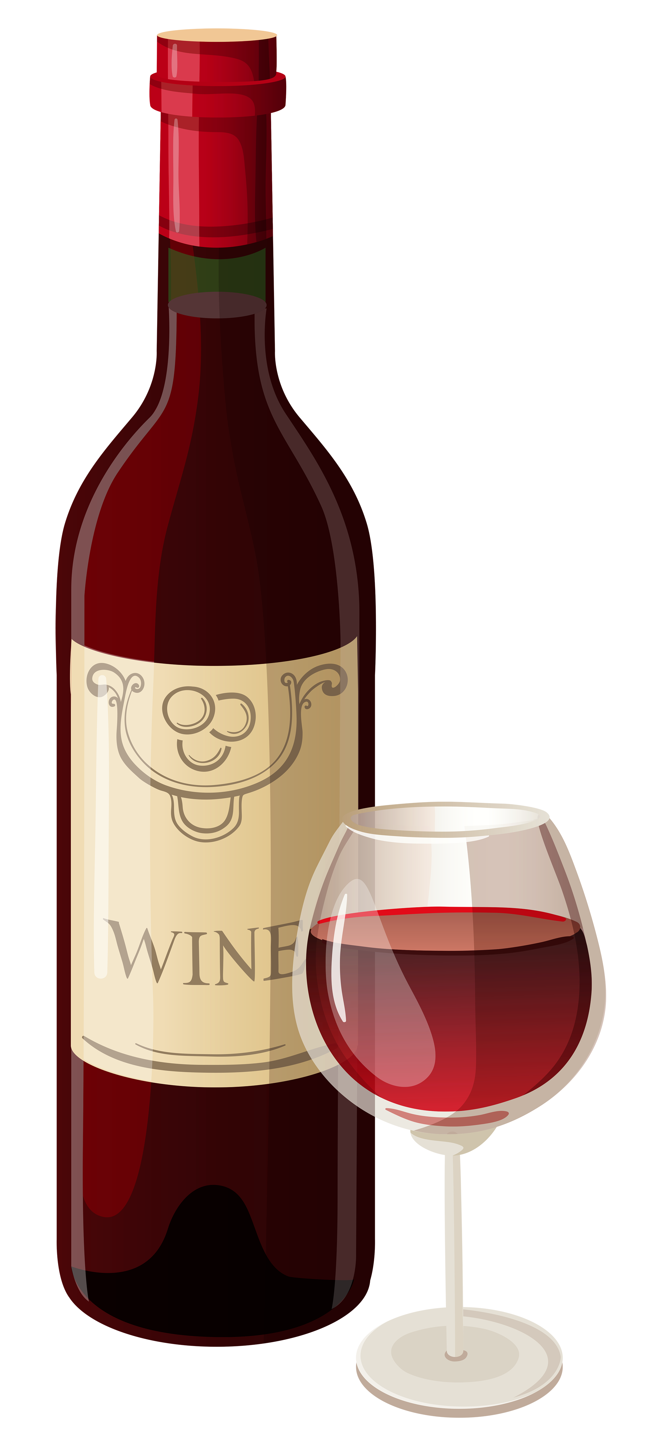 Wine bottle and glass vector clipart - Clipartix