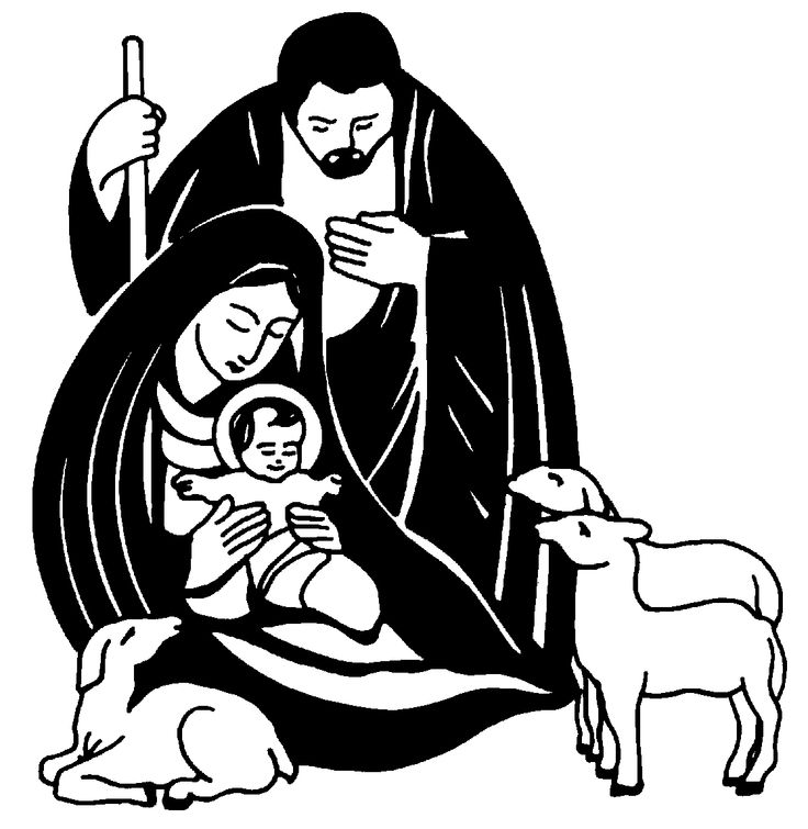 christmas nativity clipart black and white free - photo #2