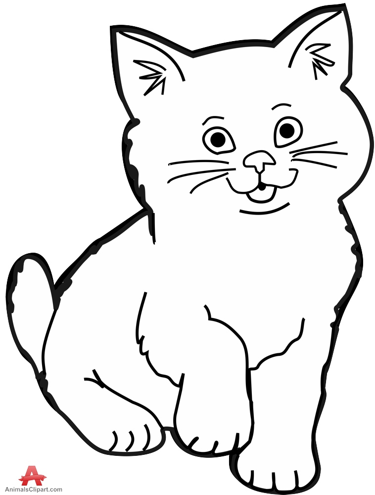 Contour drawing of little kitten cat free clipart design download