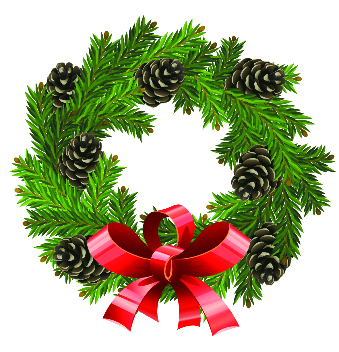 clipart christmas wreath black and white - photo #48