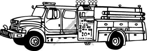 fire truck clipart black and white - photo #33