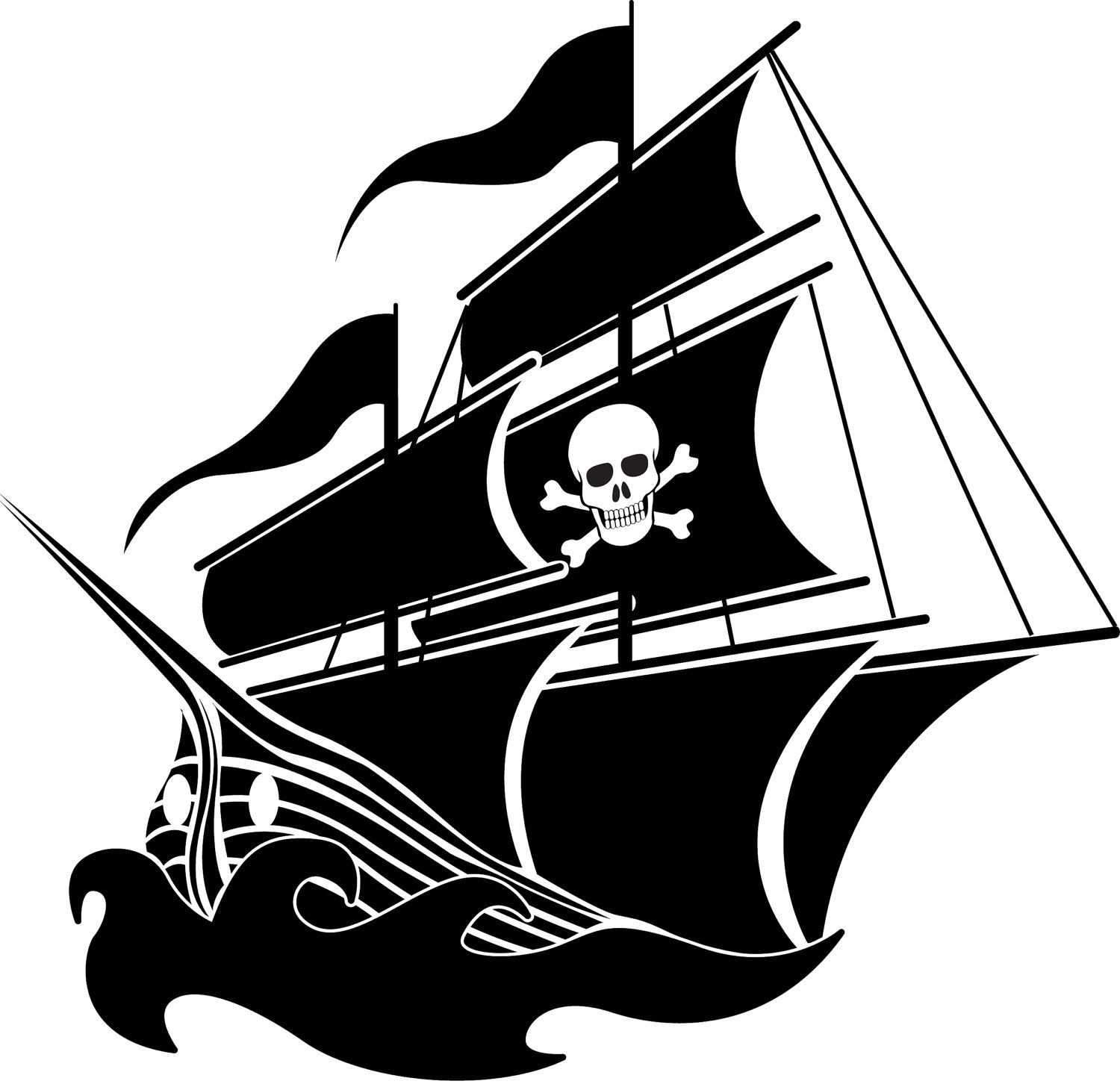 pirate ship clipart black and white - photo #18