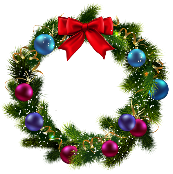 Transparent christmas decorated wreath clipart 3d - Clipartix