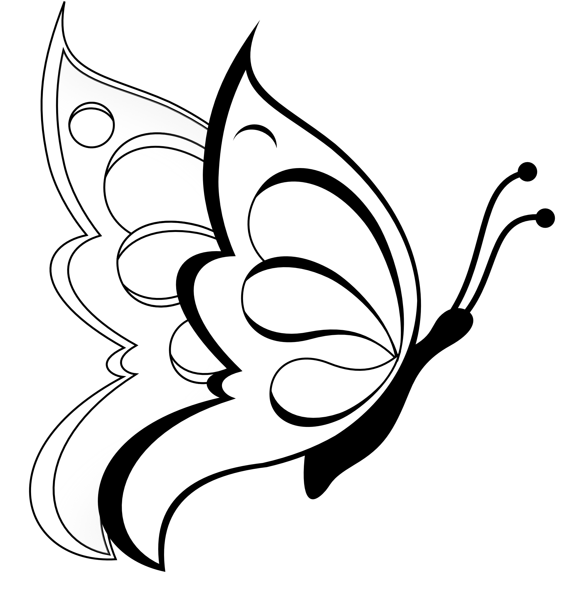Butterfly clipart butterfly black white line art coloring - Clipartix