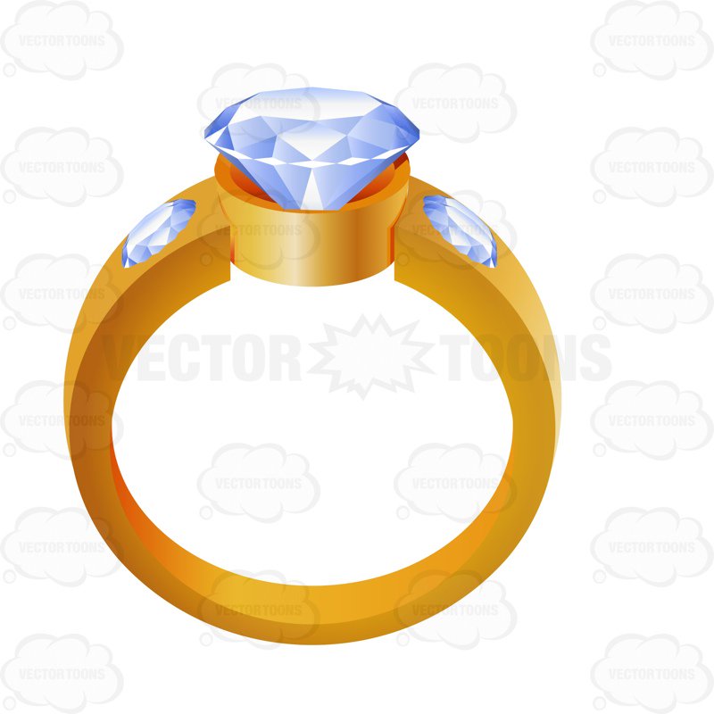 cartoon wedding ring Gold wedding ring with a diamond center cartoon