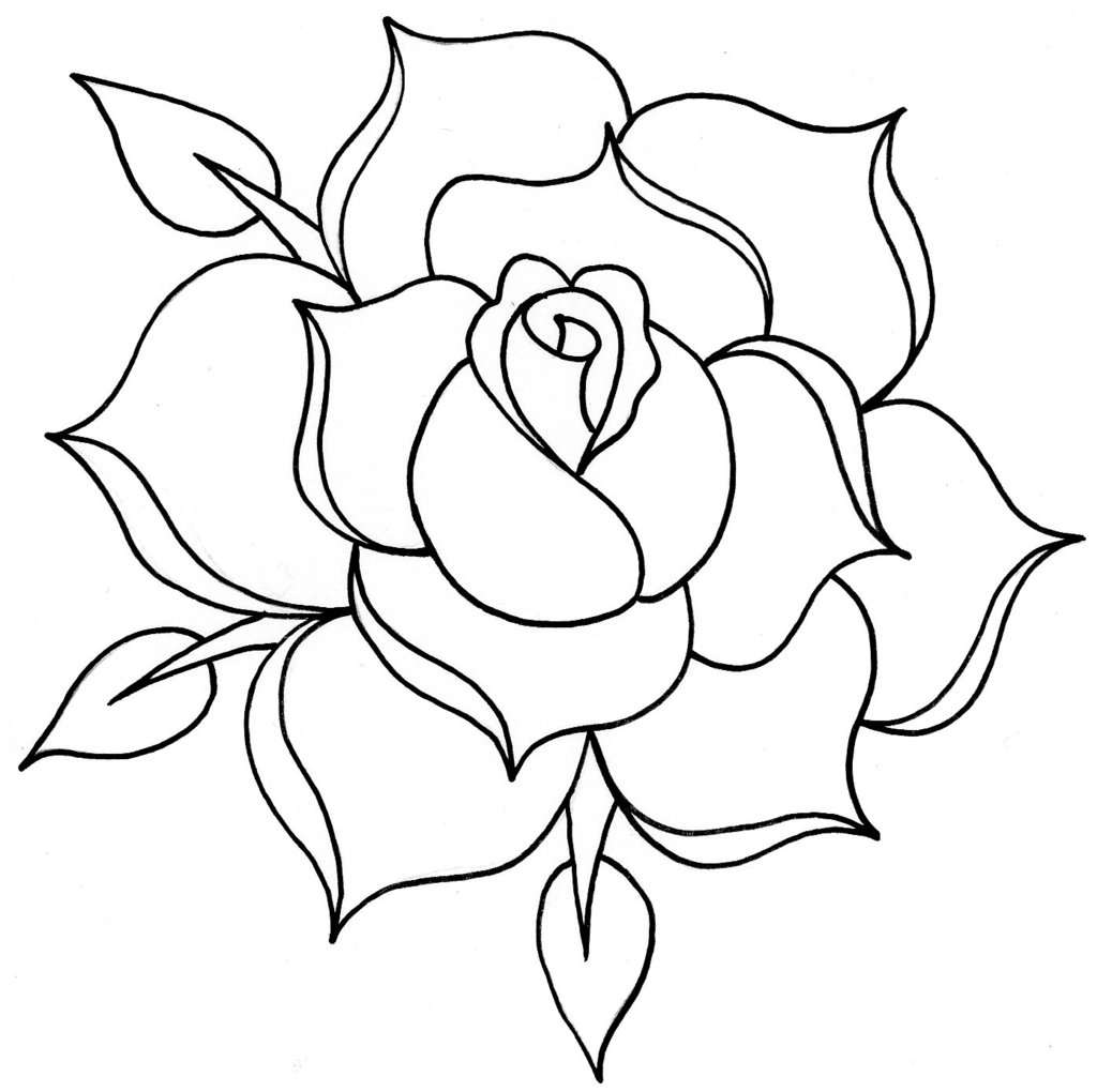 Simple rose outline tattoo drawing roses jpg - Clipartix