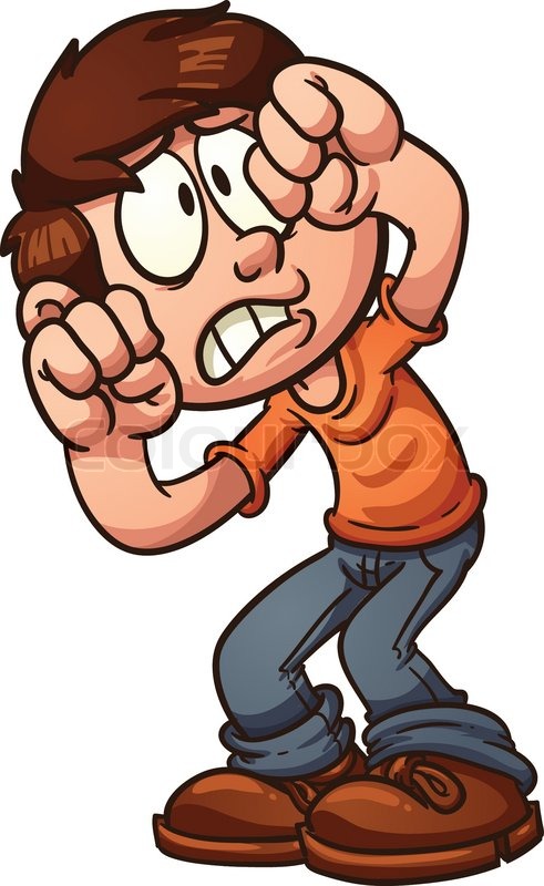 scared face Scared cartoon boy protecting his face vector clip art jpg