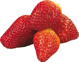 Fresh Ripe Red Strawberries Arranged in a Small Cluster on White Background