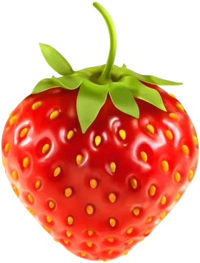 Fresh Ripe Red Strawberry with Green Stem and Vibrant Texture Clipart