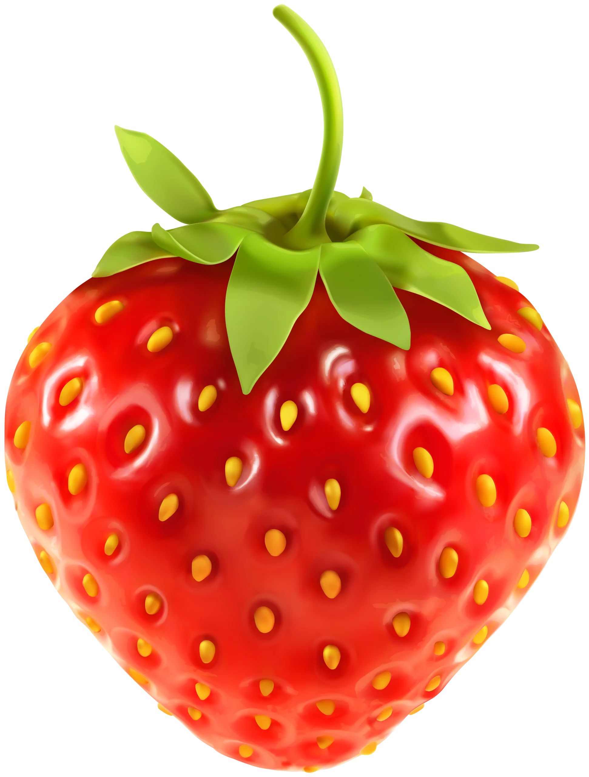 Fresh Ripe Red Strawberry with Green Stem and Vibrant Texture Clipart