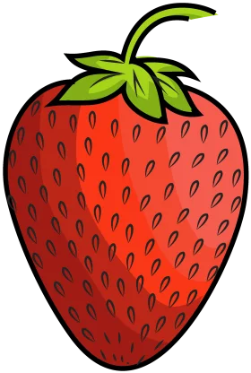 Sweet Juicy Red Strawberry with Green Leaves - Vibrant Fruit Clipart Illustration