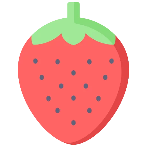 Sweet Summer Strawberry Clipart - Vibrant Red Fruit with Blue Seeds and Green Top