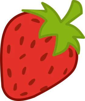 Vibrant Red Strawberry Clipart with Green Leaf Crown: Sweet Summer Fruit Illustration