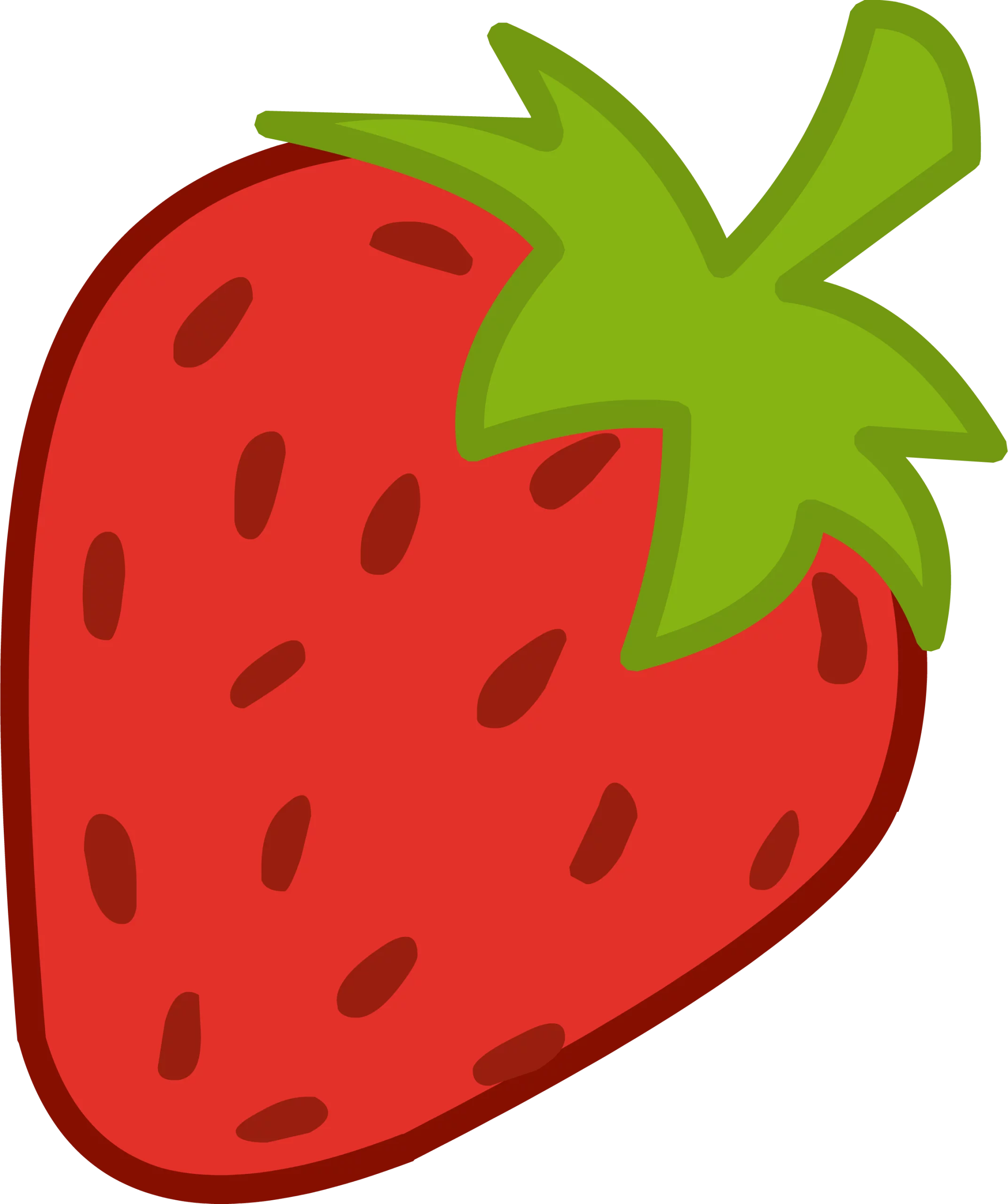 Vibrant Red Strawberry Clipart with Green Leaf Crown: Sweet Summer Fruit Illustration