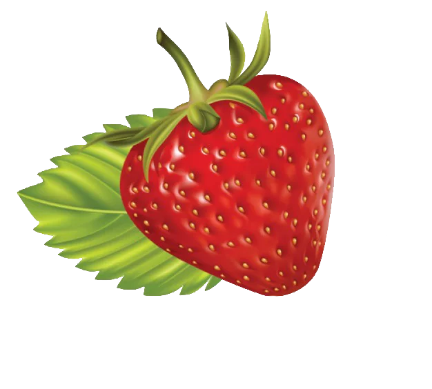 Vibrant Red Strawberry Clipart with Green Leaf Illustration on White Background