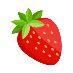 Vibrant Red Strawberry Clipart with Green Leaves and Yellow Seeds Illustration