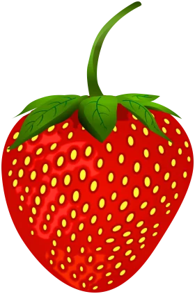 Vibrant Red Strawberry Clipart with Green Stem and Yellow Seeds Illustration