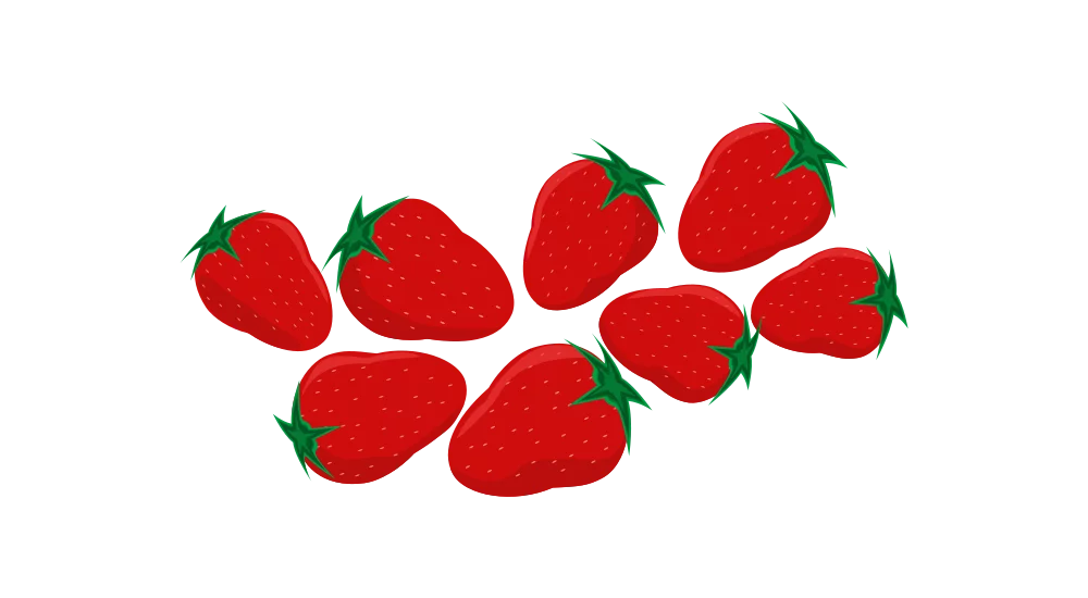 Vibrant Red Strawberry Collection Clipart Illustrations on White Background