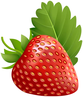 Vibrant Red Strawberry with Green Leaf - Fresh Fruit Clipart Illustration