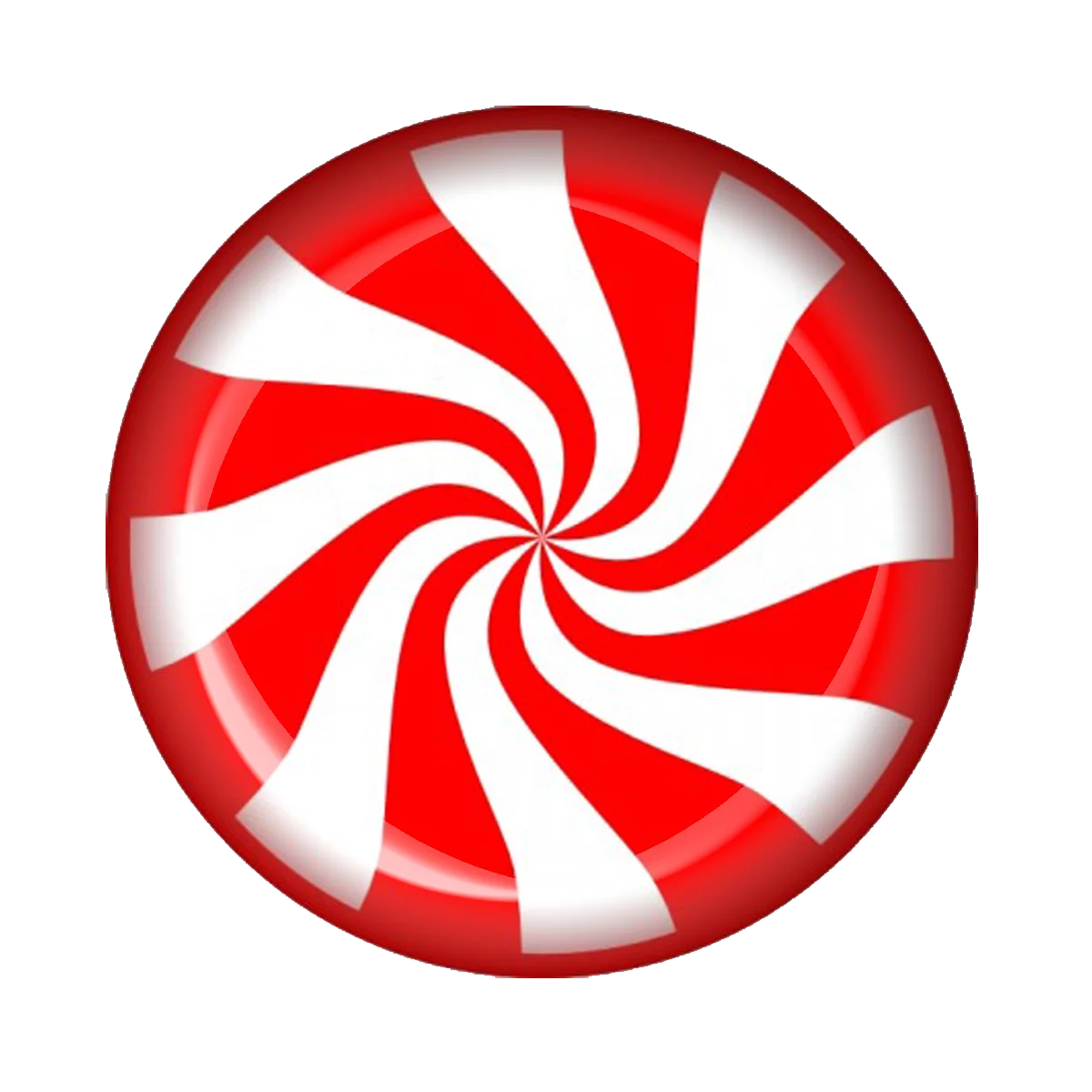 Classic Red and White Swirled Peppermint Candy Circle with Glossy Spiral Pattern