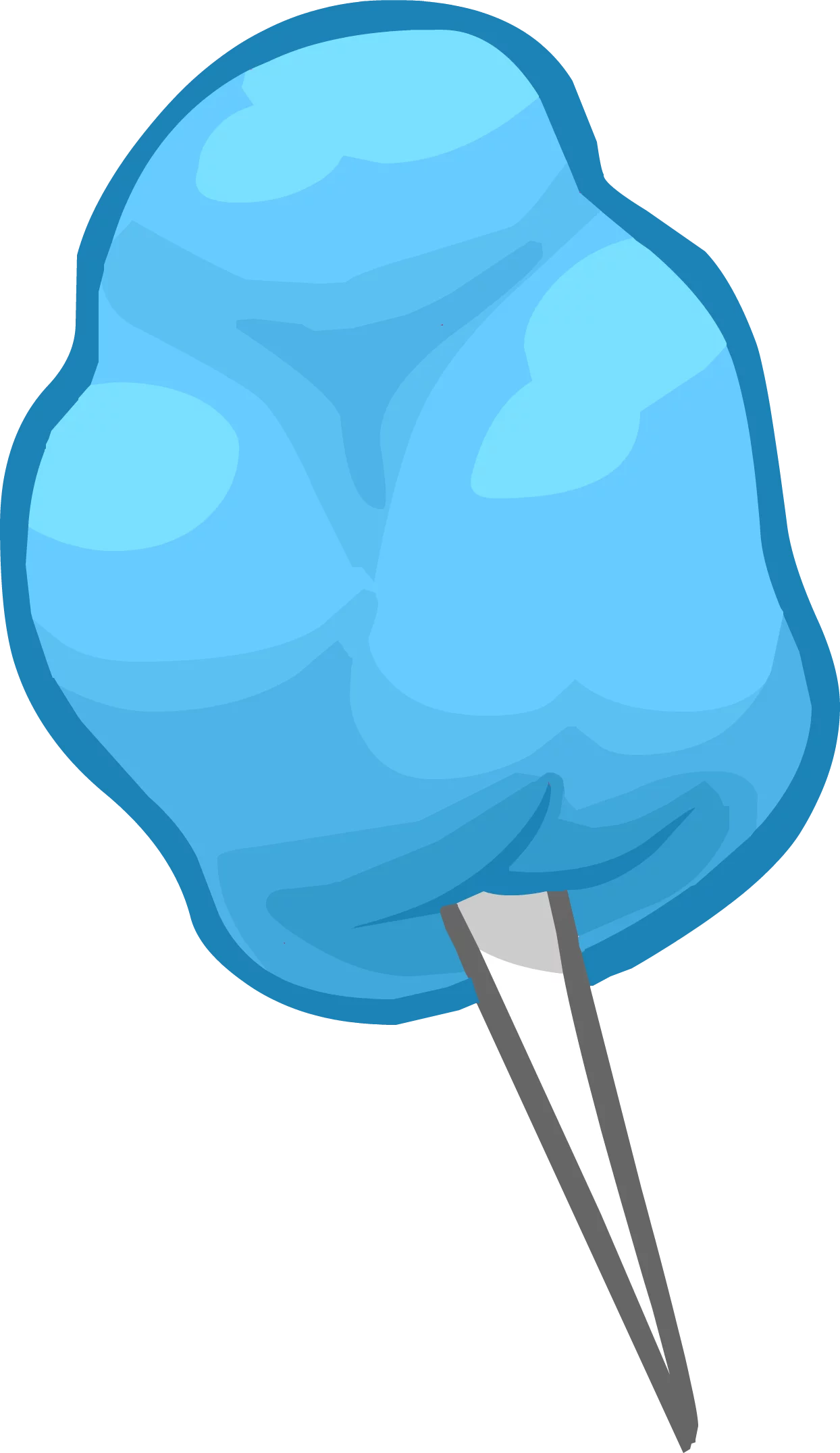 Delicious Blue Cotton Candy Carnival Treat on Stick Illustration in Cartoon Style