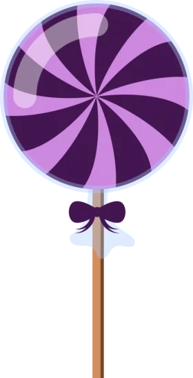 Purple Swirl Lollipop with Decorative Bow on Wooden Stick Candy Clipart Illustration