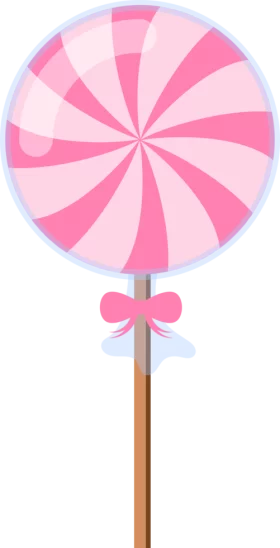 Sweet Pink Swirled Lollipop with Bow Clipart for Children's Decorations and Candy Themes