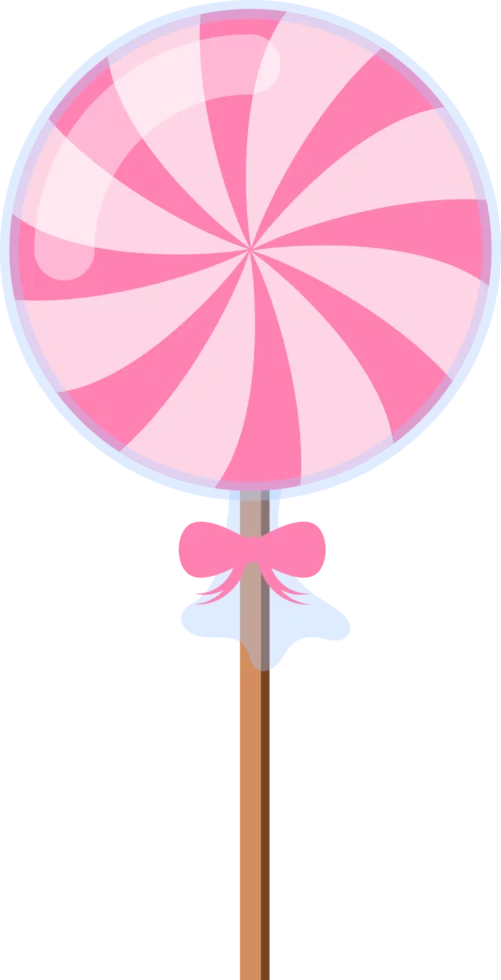 Sweet Pink Swirled Lollipop with Bow Clipart for Children's Decorations and Candy Themes