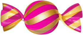 Vibrant Pink and Gold Striped Wrapped Candy Bonbon Sweet Treat Confection Clipart