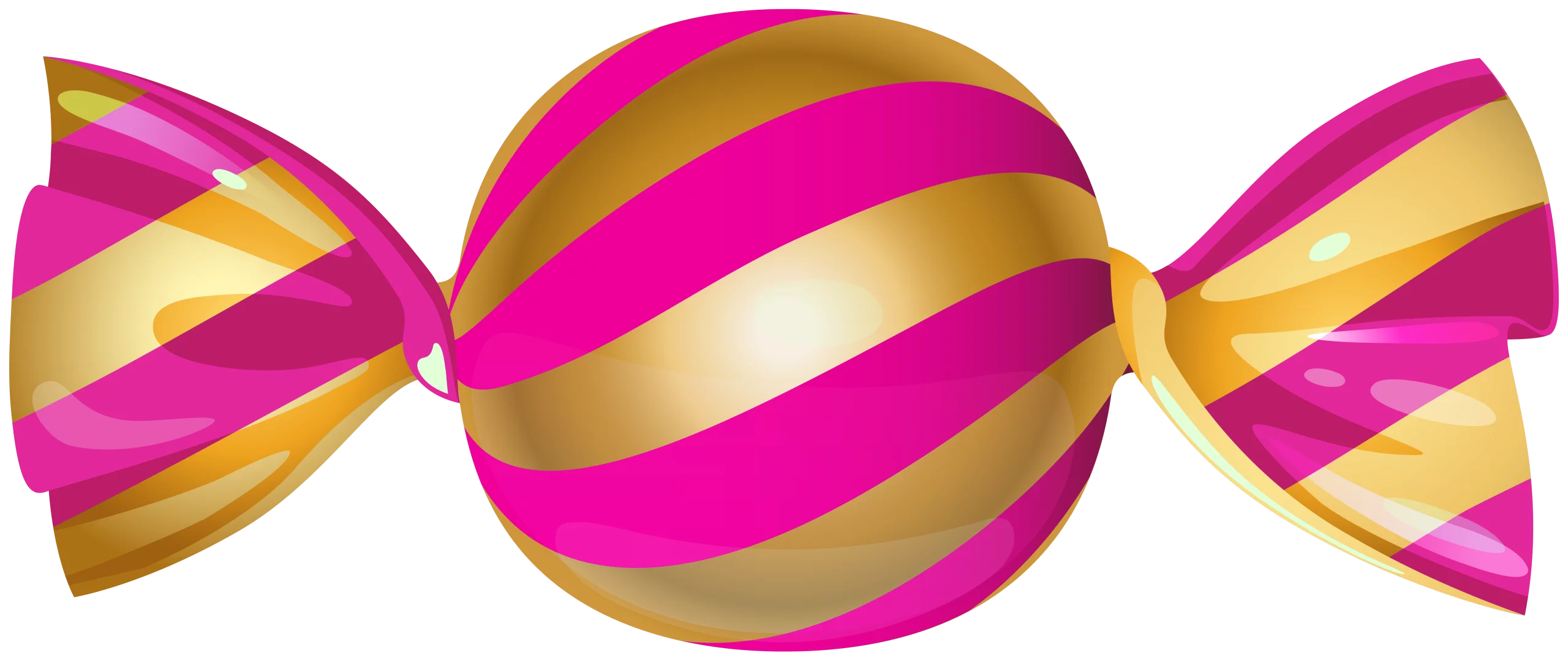 Vibrant Pink and Gold Striped Wrapped Candy Bonbon Sweet Treat Confection Clipart