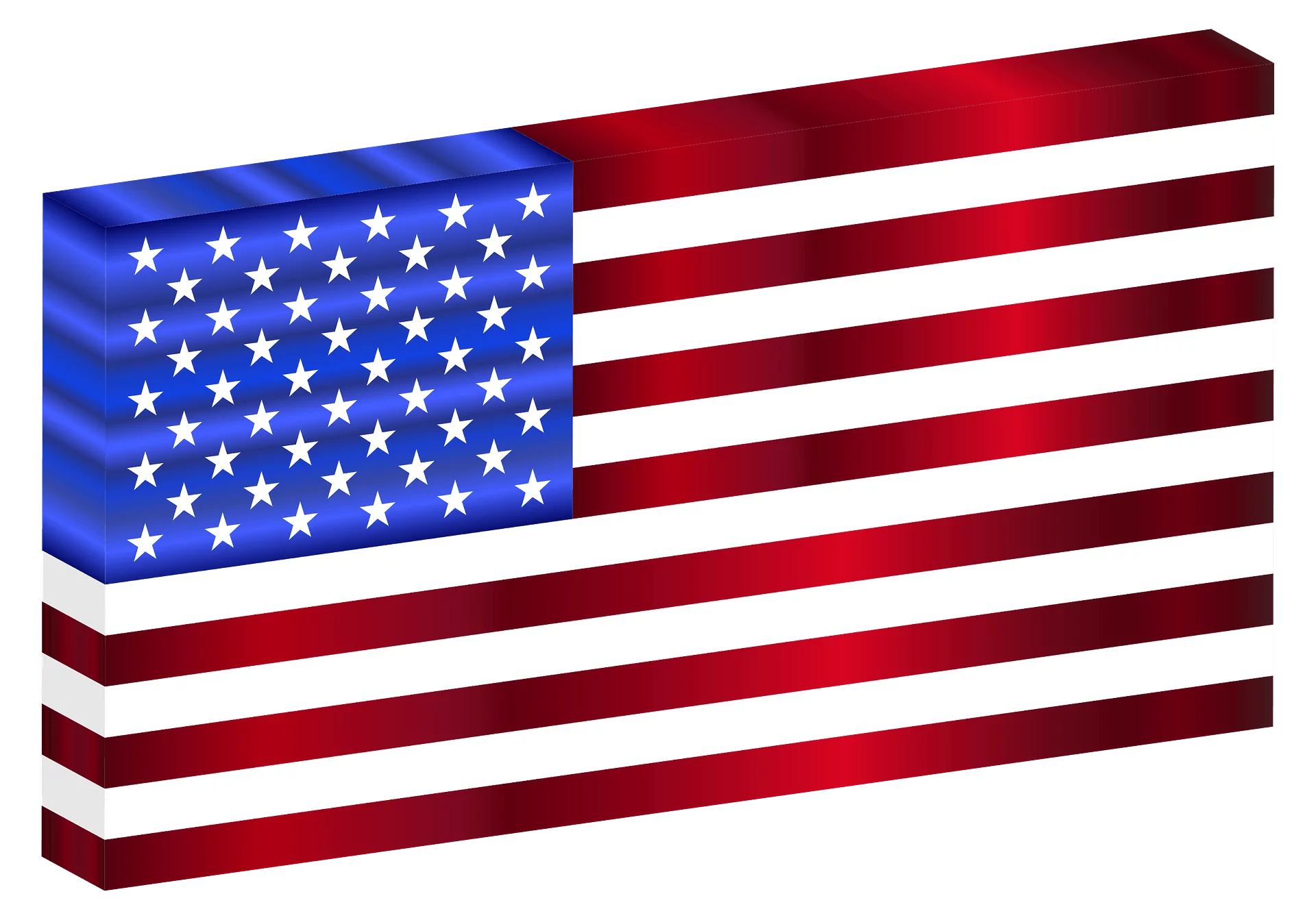 3D American Flag Clipart with Red, White, and Blue Patriotic Design