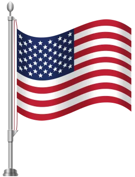 American Flag on Silver Pole Display Stand Waving Patriotic USA Clipart