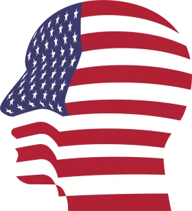 American Flag Profile Silhouette - Patriotic Head Shape USA Symbol Clipart