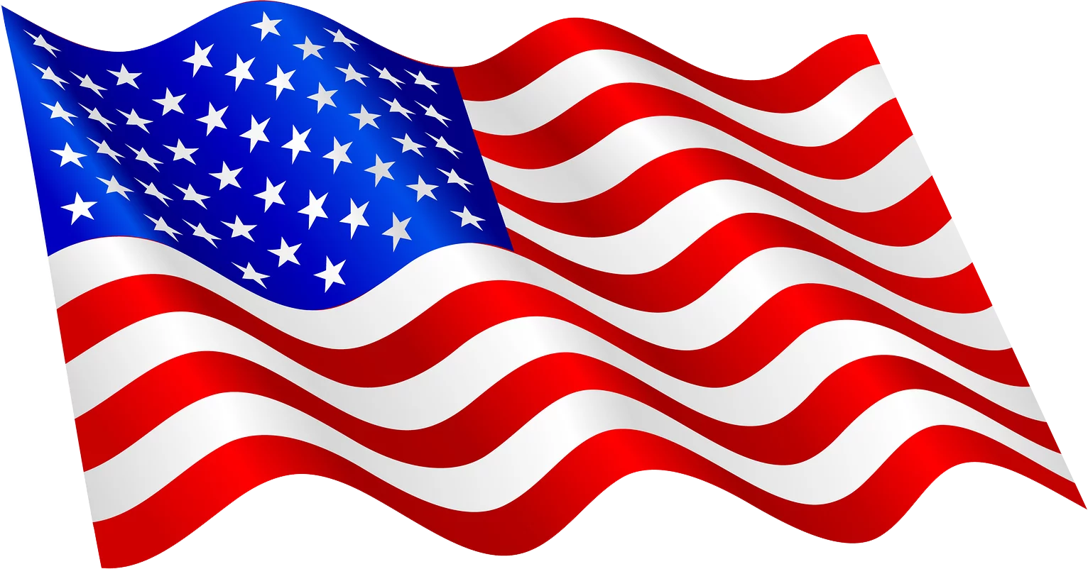 American Flag Waving in the Wind: Patriotic Symbol of United States of America Clipart