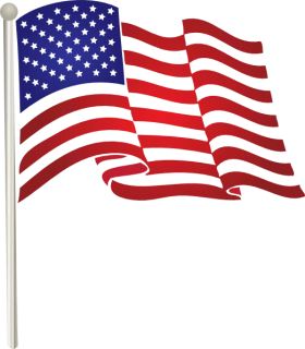 American Flag Waving on Flagpole Patriotic Symbol National Emblem Clipart