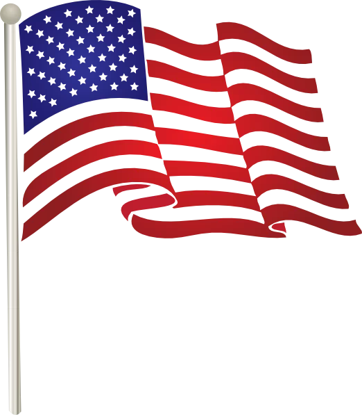 American Flag Waving on Flagpole Patriotic Symbol National Emblem Clipart