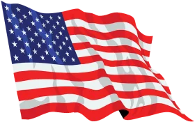 Patriotic American Flag Clipart Waving in Breeze - Red White and Blue Symbol