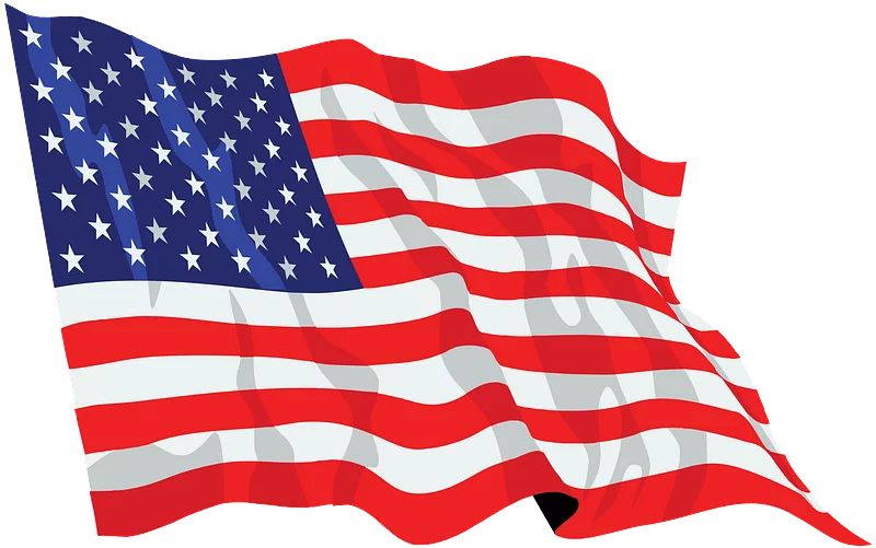 Patriotic American Flag Clipart Waving in Breeze - Red White and Blue Symbol