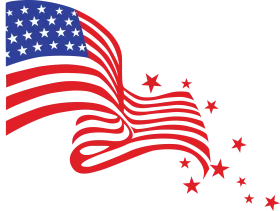 Patriotic American Flag Flowing Design with Dynamic Red Stars Clipart