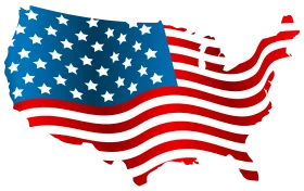 Patriotic American Flag Map of United States - National Symbol Waving Design Clipart