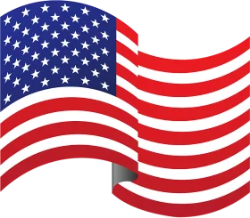 Patriotic American Flag Waving in Wind - Red White and Blue Symbol Clipart