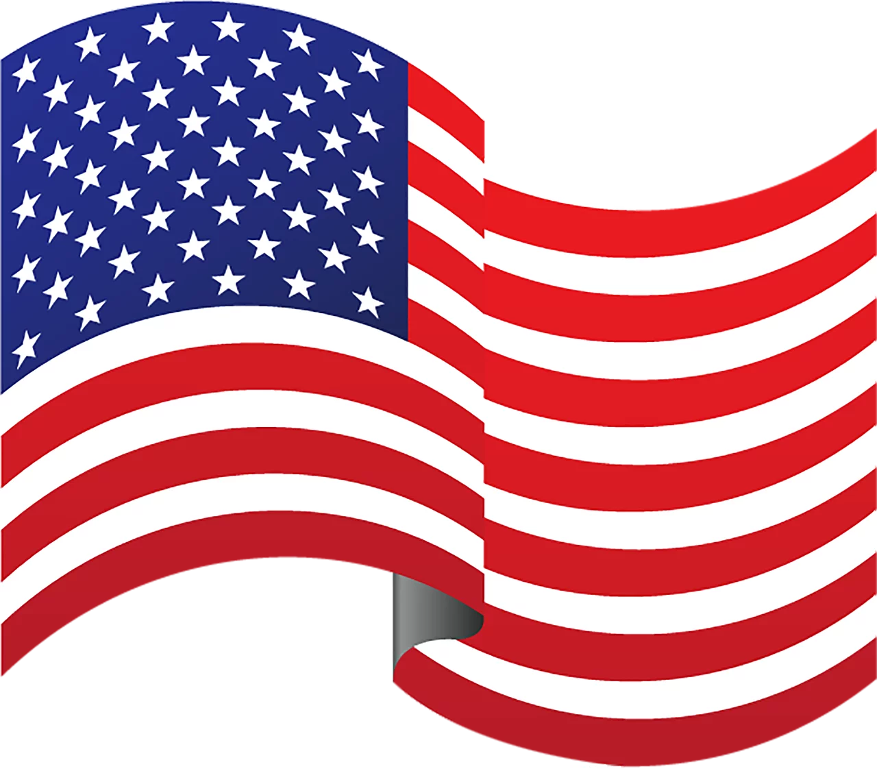 Patriotic American Flag Waving in Wind - Red White and Blue Symbol Clipart