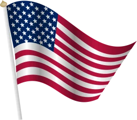 Patriotic American Flag Waving in Wind - USA National Symbol Clipart Illustration