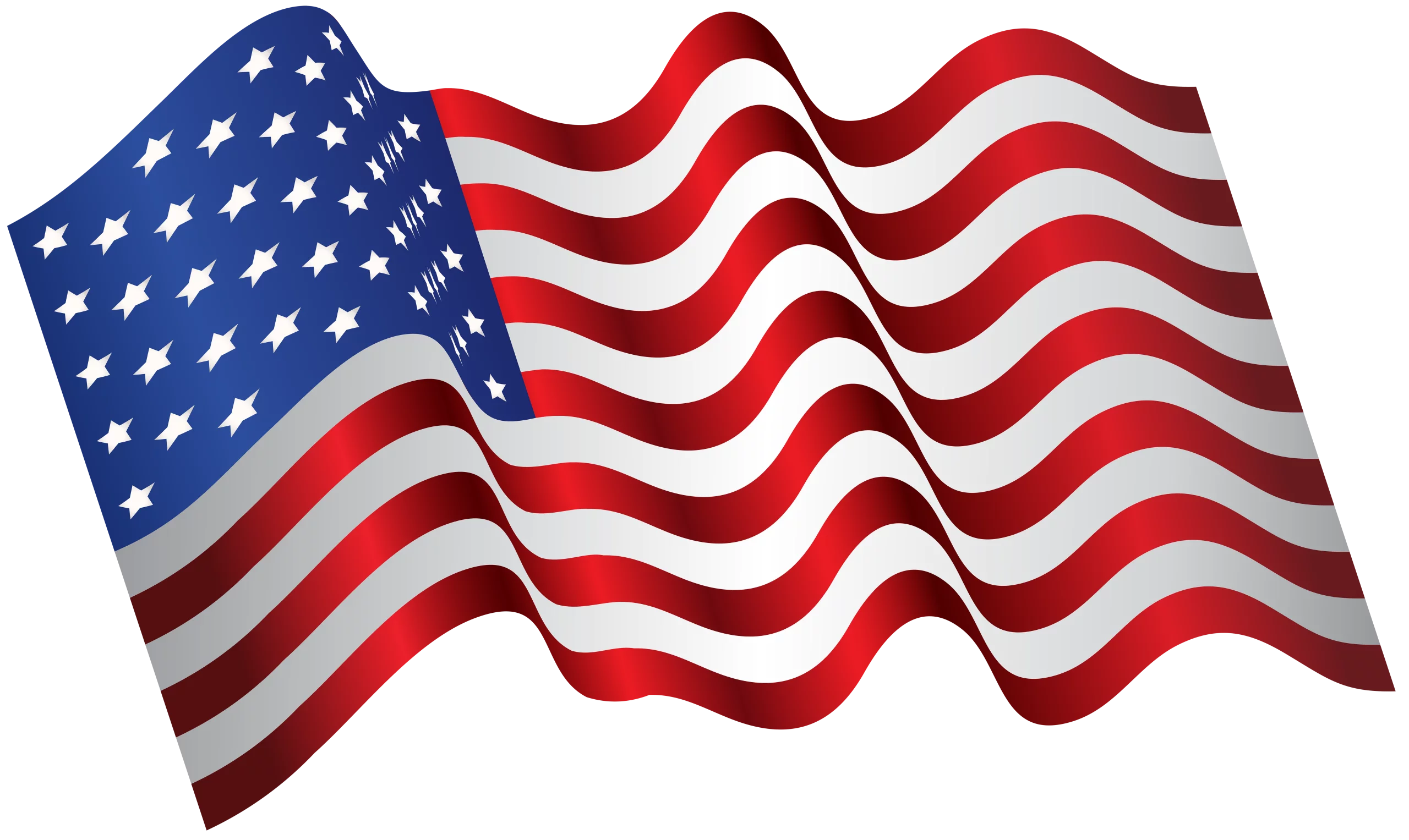 Patriotic American Flag Waving Proudly in Red, White, and Blue Clipart