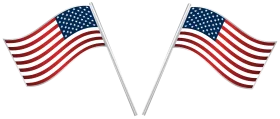 Patriotic American Flags Crossed on White Poles National Symbol Clipart