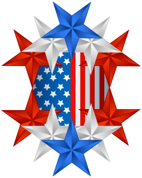 Patriotic American Star Design with Red, White, and Blue Geometric Pattern Clipart