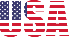 Patriotic USA Text with American Flag Stars and Stripes Pattern Clipart