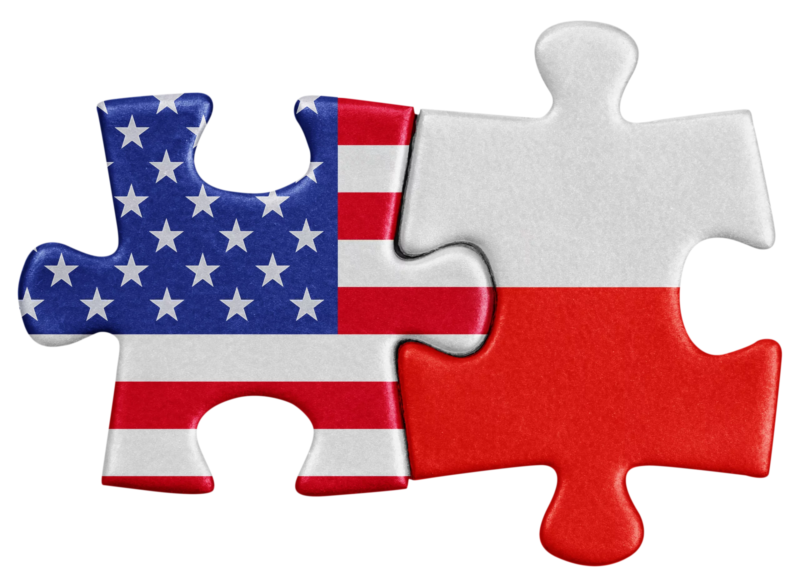 United States and Poland Relations Symbolized Through Connected Puzzle Pieces