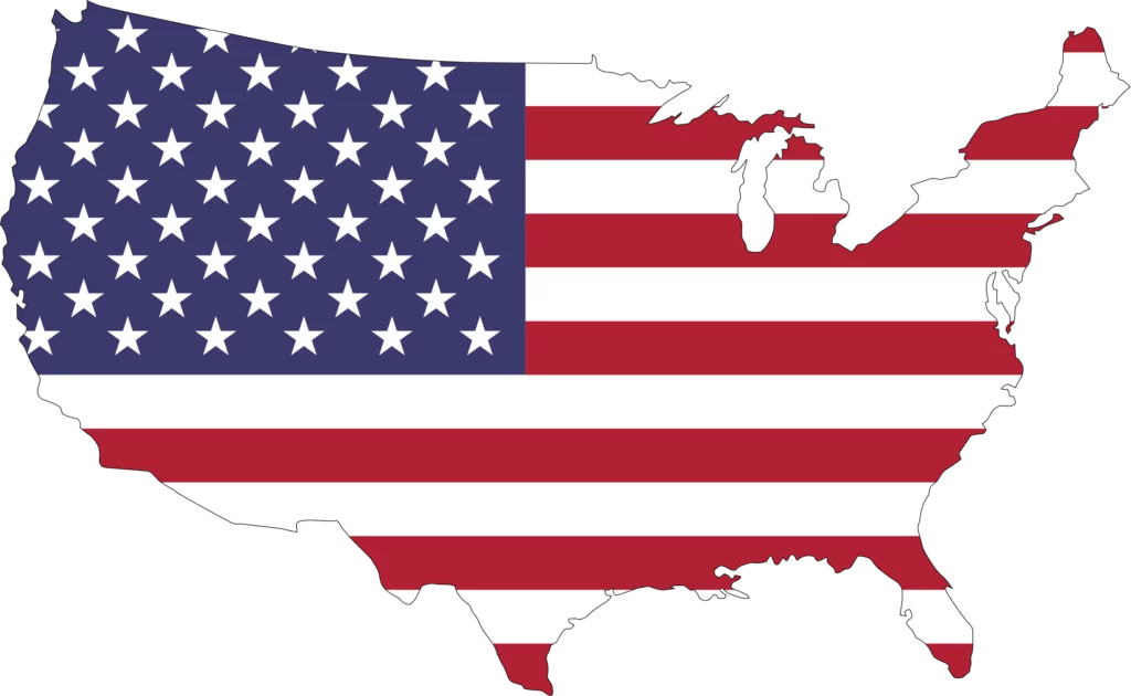 United States Map Silhouette with American Flag Pattern - Patriotic USA Outline