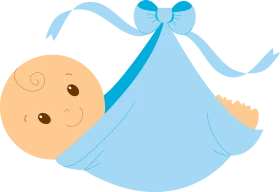 Adorable Baby Bundle: Newborn Wrapped in Blue Blanket with Cute Bow Clipart